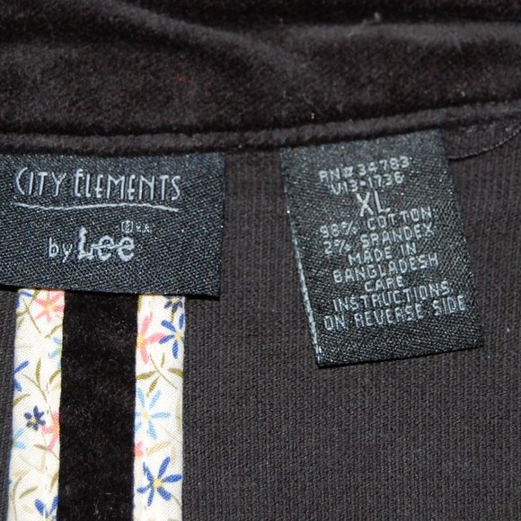 CITY ELEMENTS BY LEE Black Velour Jacket Size XL - Picture 8 of 9